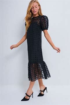 Organza Black Windowpane Waverly Dress